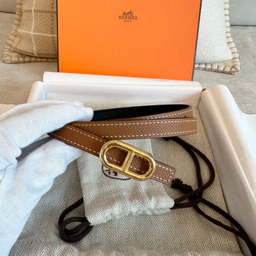 HERMES レディース 13mm リバーシブル ベルト ブラック ゴールド 87971323