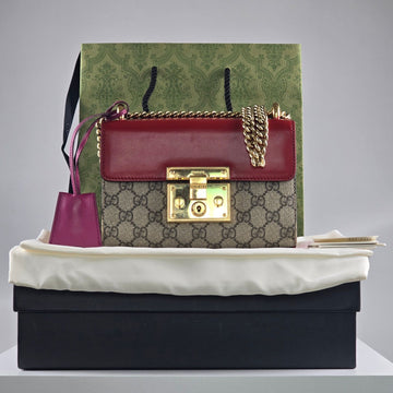 GUCCI GG Supreme Padlock Kleine Schultertasche 409487 87993375 [P]