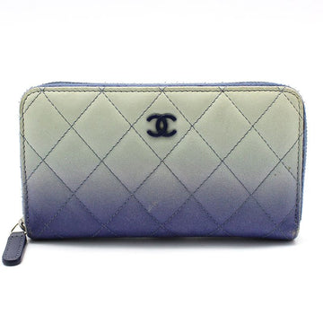CHANEL Gradient Quilted Leather Classic Logo Zip Wallet 12345 88073986