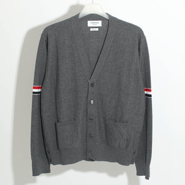 THOM BROWNE 24SS Rip Stitch Arm Band Wollcardigan Mittelgrau MKC519A Y1002 035 88958851