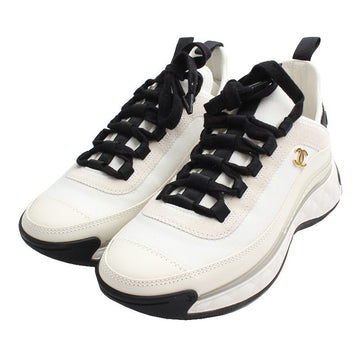 CHANEL Ivory Mixed Fiber Sneakers 36 89799157
