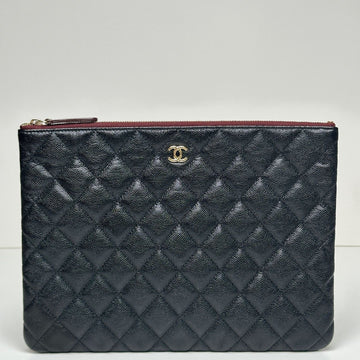 CHANEL Klassische Clutch Schwarz Kaviar mit Goldbeschlägen A82545 91318796