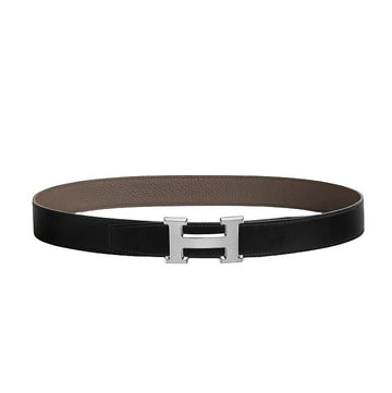 Hermes H Buckle Reversible 32mm Black Epsom Matte Silver Men's Leather Belt H073967CAAC 91476007
