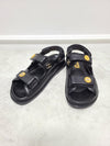 CHANEL ブラックレターパッチレザーストラップベルクロサンダル 37 91477998 [P]