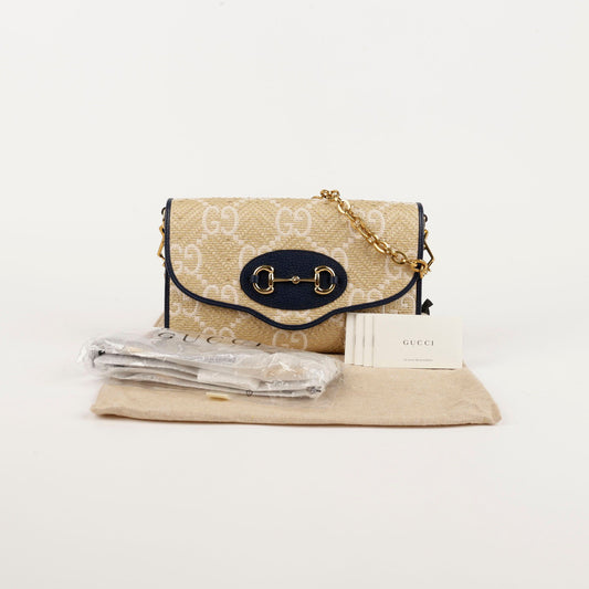 Gucci Small GG Supreme 1955 Horsebit Chain Shoulder Bag 677286 91569493