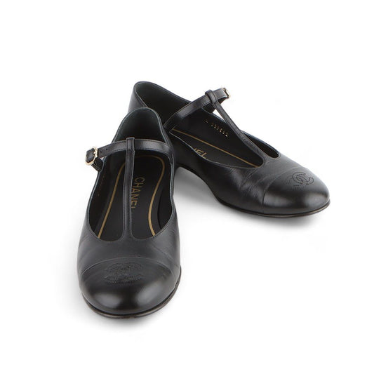 CHANEL T-Strap Mary Jane Ballerinas 37 (32882-2) 92286478