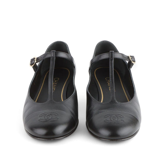CHANEL T-Strap Mary Jane Ballerinas 37 (32882-2) 92286478