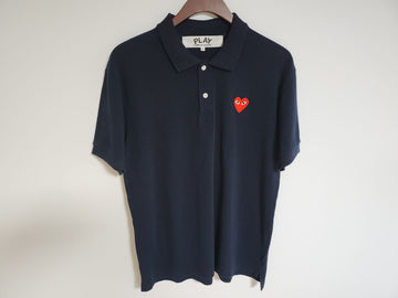 COMME DES GARCONS [L] Navy rotes Wappen Herren Polo AZ-T006 92408408