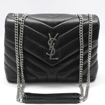 SAINT LAURENT 494699 schwarze Silbermonogramm Lulu kleine Schultertasche 92492273