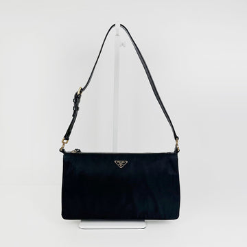 Prada Vintage Black Pocono Leather Strap Luxury Shoulder Bag 4VPRB14957 92907538