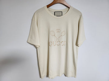 GUCCI Tennis-Stickerei T-Shirt in Elfenbein 548334 93159816