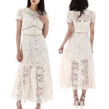 Self-Portrait Code Lace Bow Midi Dress PF23035MC CREAM 54034585