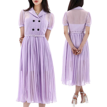 Self-Portrait Lilac Chiffon Midi Dress 55067843