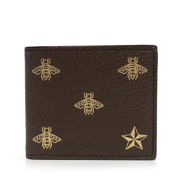 GUCCI Bienenmotiv Leder Geldbörse 495055 DJ2KT 2579 Braun Schwarz 93398082