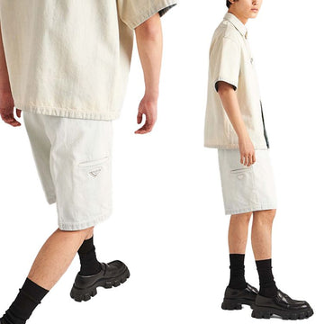 PRADA 三角ロゴ バミューダ デニムパンツ 10ID F01BR 93794442
