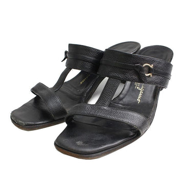 SALVATORE FERRAGAMO Schwarze Leder Gancini Muleslipper 6,5 C 94168128