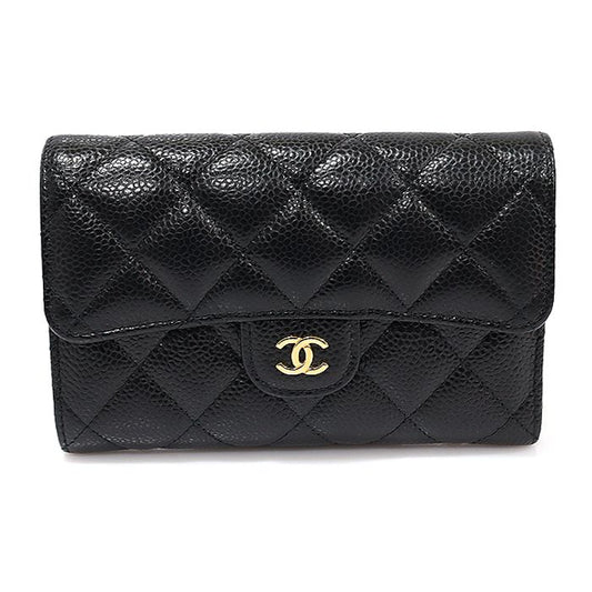 CHANEL Classic Flap Card Holder in Black Caviar with Gold CC Logo AP0232 94546665