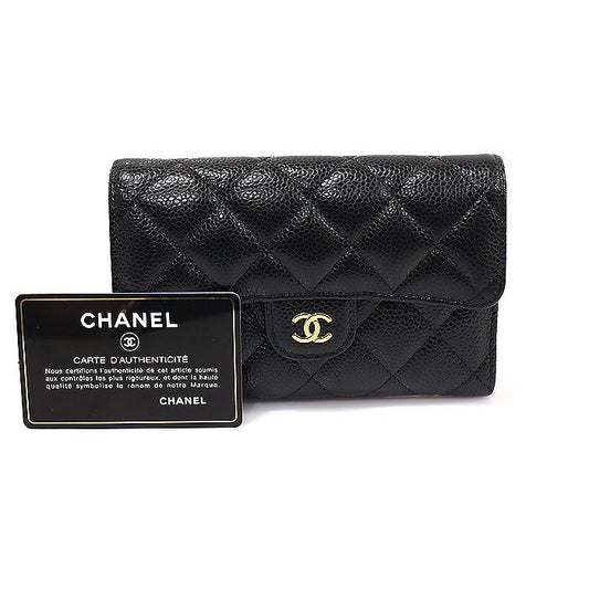 CHANEL Classic Flap Card Holder in Black Caviar with Gold CC Logo AP0232 94546665