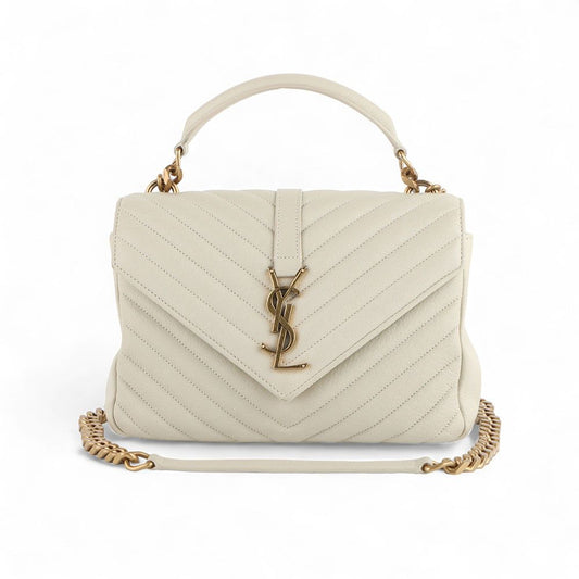 SAINT LAURENT 600279 シェブロン カレッジ ミディアム ゴールド (百貨店領収書) /32971-1 94828150