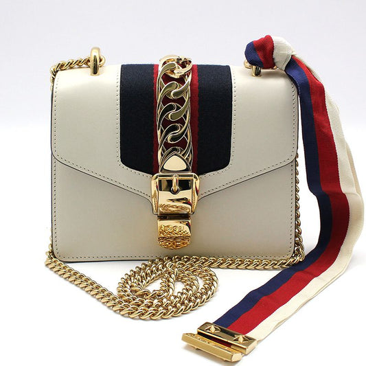 GUCCI 431666 ホワイト ゴールド ミニ チェーン クロスバッグ 95385372
