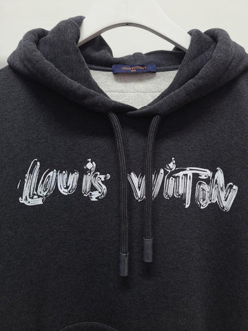 Louis Vuitton Charcoal Lettering Logo Printed Hoodie 95439646