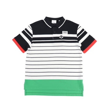 Burberry Kids Logo Patch Stripe Polo Short Sleeve T-Shirt A4151 95968766