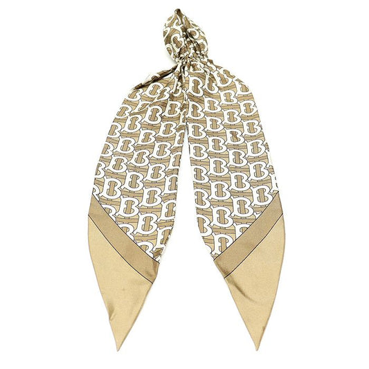 Burberry 100% Silk Pale Olive TB Monogram Print Hair Scarf 80111141 95996853