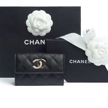 CHANEL Card Wallet Snap STRASS MIRROR Black Full Set 96247388