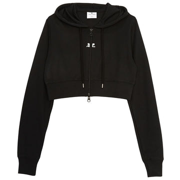COURREGES WOMEN CROPPED HOODIE JACKET BLACK 323JVE051JS0091 96307064