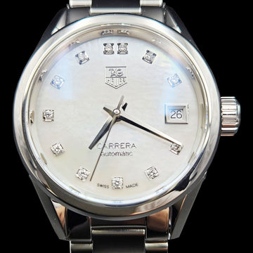 TAG HEUER カレラ レディ パールダイヤル 12P ダイヤ 28MM オートマティック スチール ウィメンズ 時計 97285808