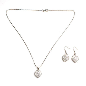 Other Brand Crystal Heart Necklace and Earring Set 97439235
