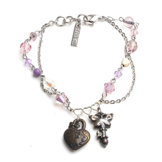 Anna Sui Heart Lock Key Charm Bracelet 97442738