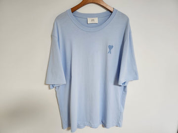 AMI [XL] Himmelblau Big Heart Stickerei Oversized Kurzarm-T-Shirt UTS004 97523686