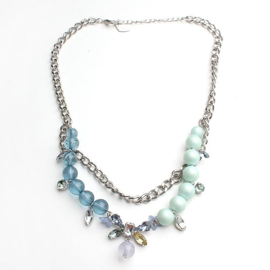 JILL STUART Blue Bead 925 Silver Necklace 98347925