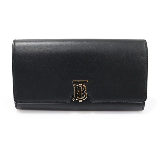 Burberry Black Leather Gold-Tone TB Continental Long Wallet 80551541 98802072