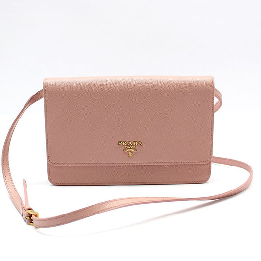 Prada 1M1361 Pink Saffiano Gold Logo WOC Mirror Crossbody Bag 98880017