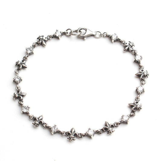 Other Brand Fleur de Lis 925 Silver Crystal Bracelet 98999100