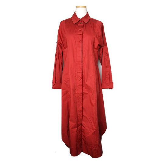 MAXMARA ブリックレッドコットンシャツワンピース 66 99001901