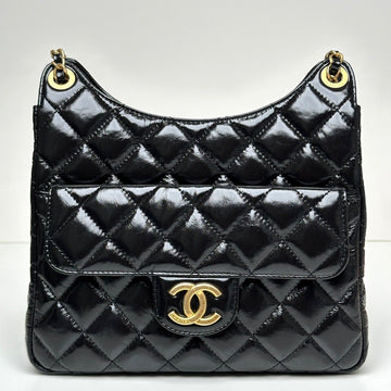 CHANEL ホーボーバッグ シャイニーブラック ミディアム AS4322 電子チップバージョン 99085277