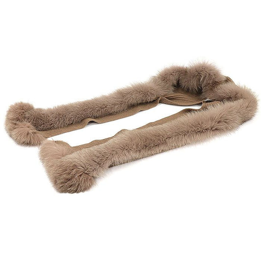 Dior 100% Cashmere Fox Fur Brown Hooded Shawl Muffler CO37654CD 99086974
