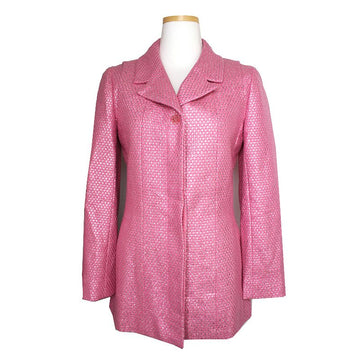 CHANEL Metallisch Pink Wolle-Seide Mischjacke 44, 55 100344091