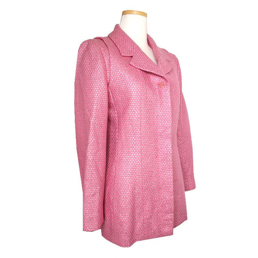 CHANEL Metallische rosa Wollseidenmischung Jacke 44, 55 100344091