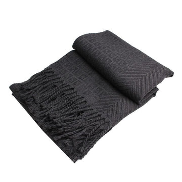 Fendi Gray FF Logo Wool Scarf 12345 100456629