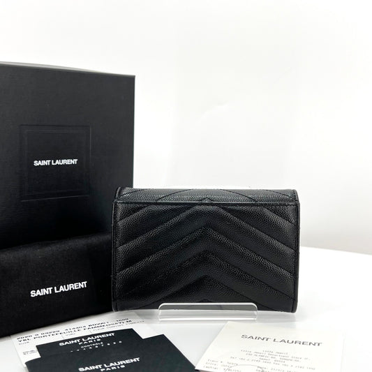 Saint Laurent Envelope Matelassé Gold-Plated Card Holder Black 414404 100911647