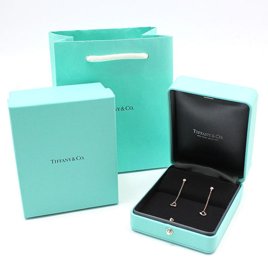 Tiffany & Co 18K Pink Rose Gold 1P Diamond By The Yard Open Heart Earrings 60149891 101555533