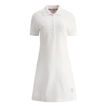 Thom Browne Side Vent RWB Trim Pique Rib Dress (FJD097A 00050 100) 101666616