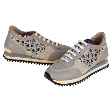 LE SILLA レ シラ クリスタル ランニング シューズ CHIFFON ACCIAIO F69092 102142536