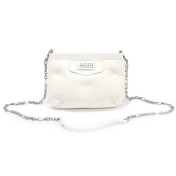 Maison Margiela S56WF0161 White Grain Nappa Leather Glam Slam Red Carpet Silver Chain Mini Pouch Crossbody 102151888