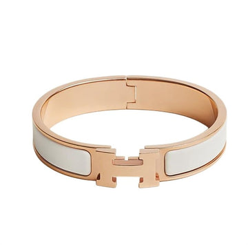 HERMES H Blanc バングル レディース ブレスレット ローズゴールド ホワイト GM H700001FO31 102372545