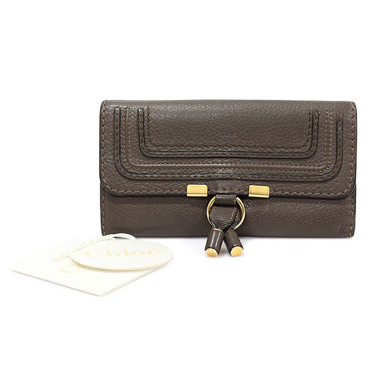 Chloe Brown Grained Calfskin Marcie Flap Long Wallet 3P0573 102381607